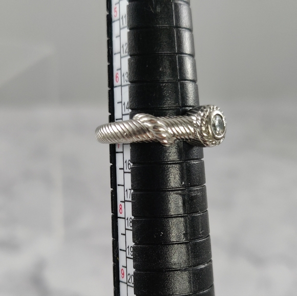 Judith Ripka Sterling Silver CZ Ring Size 7 – Rope Design .925 Signed - Picture 9 of 10